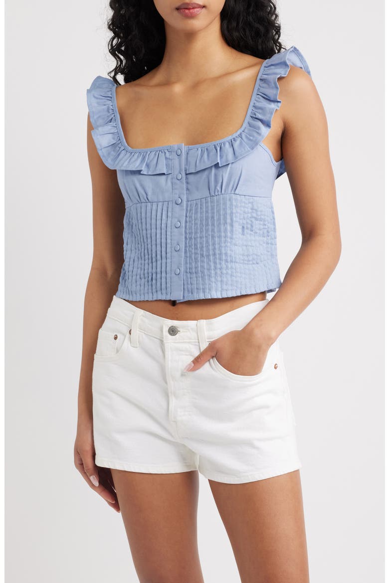 Dervla Pintuck Ruffle Tank, Main, color, BLUE