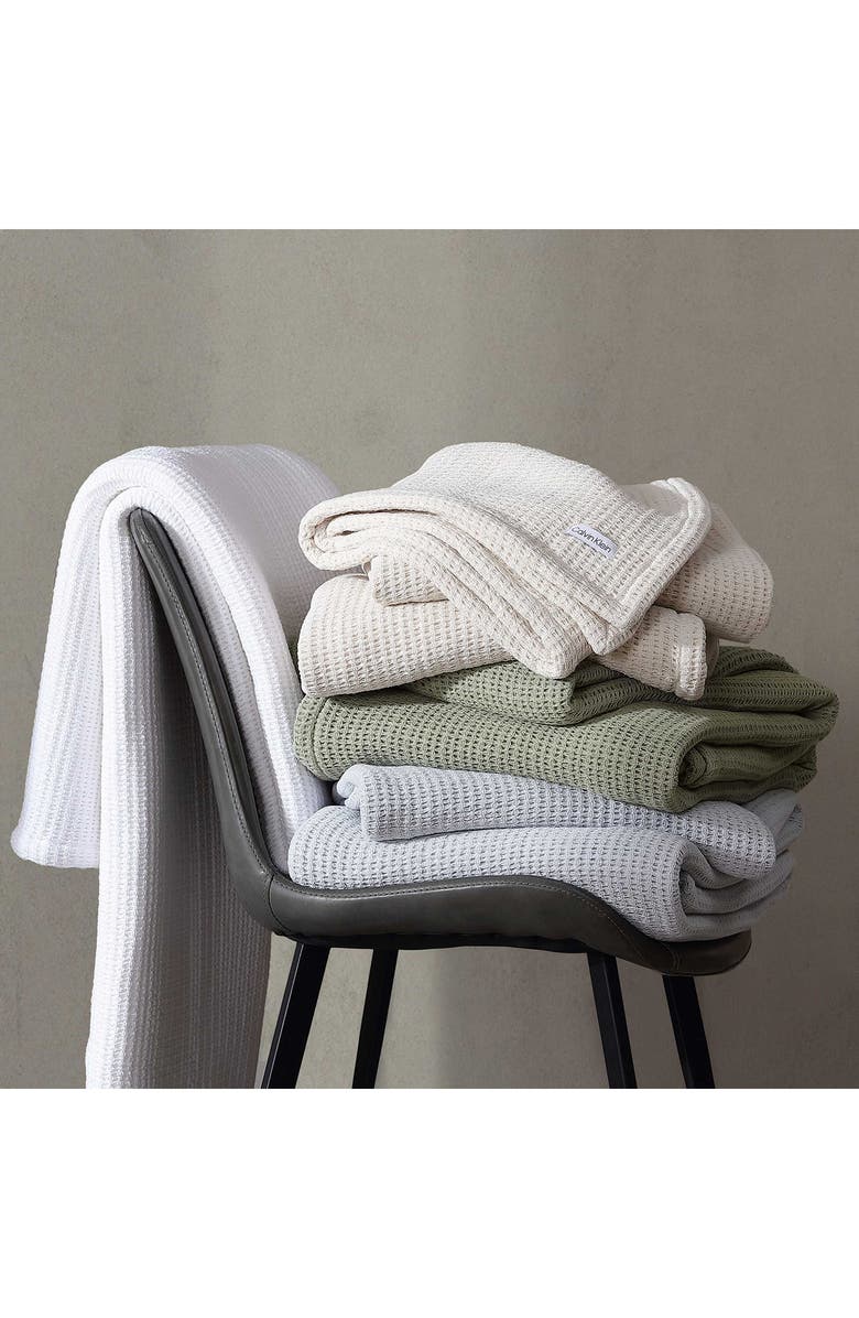 Calvin Klein Home Honeycomb Cotton Blanket, Alternate, color, Medium Green