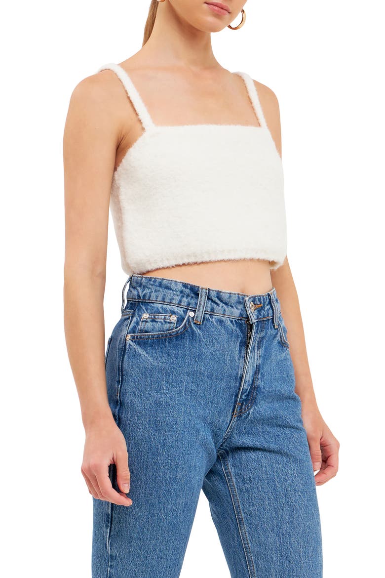 Fuzzy Crop Sweater Tank, Alternate, color, CREAM
