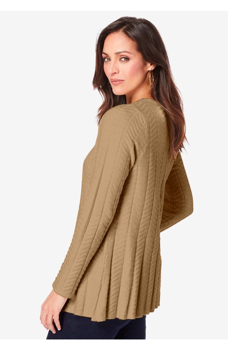 Jessica London Chevron Fit & Flare Sweater, Alternate, color, Black