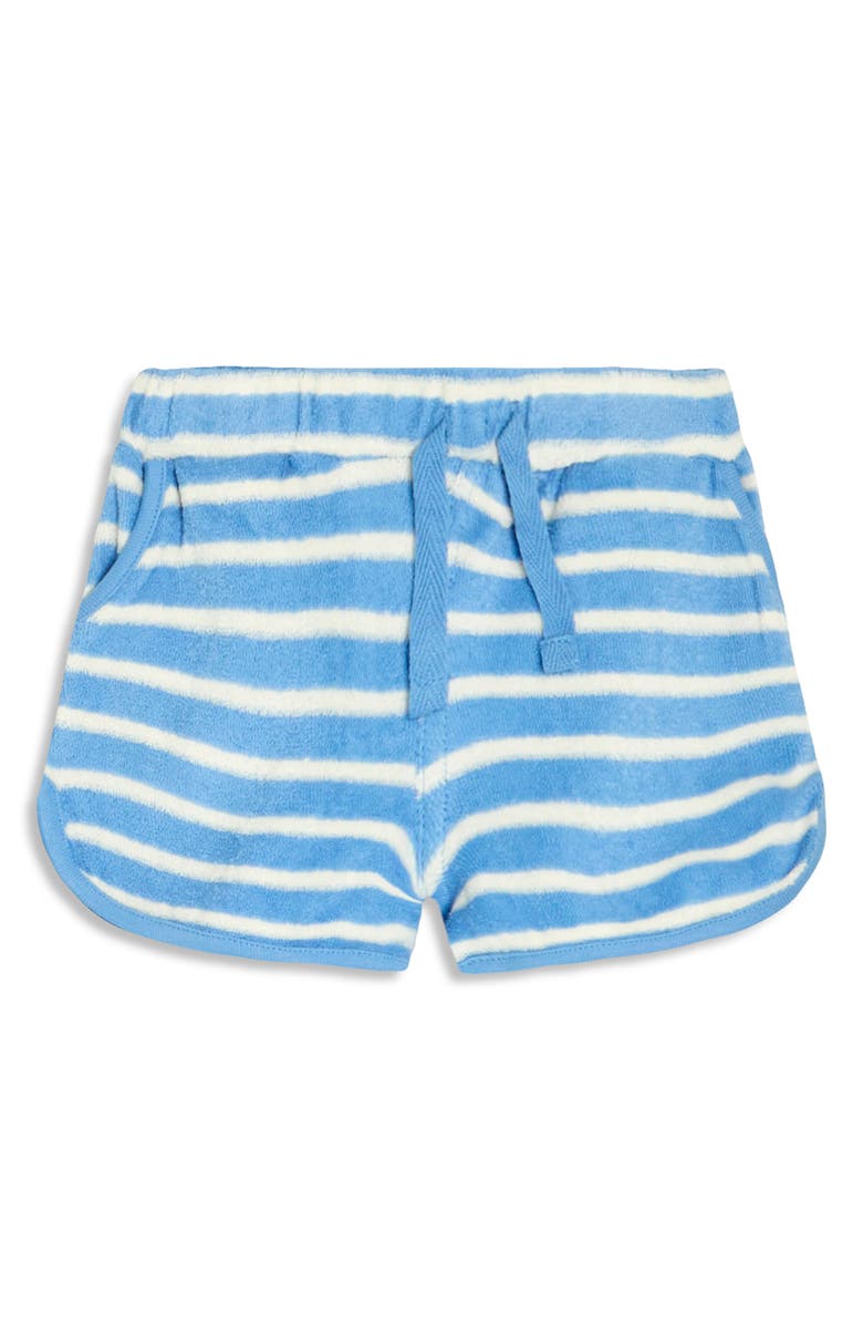 JOJO MAMAN BEBE Crab Appliqué Stripe Terry Cloth T-Shirt & Drawstring Shorts Set, Alternate, color, Blue