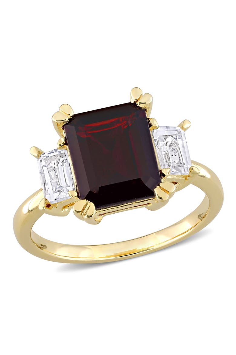 Gemstones Octagon 3-Stone Ring, Main, color, Garnet/Yellow-Plated