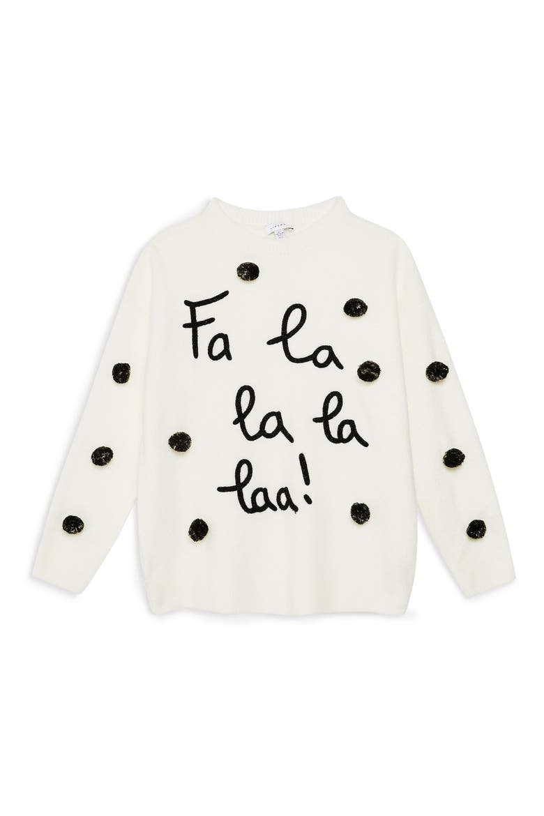 Fa La La La Sweater, Alternate, color, IVORY MULTI