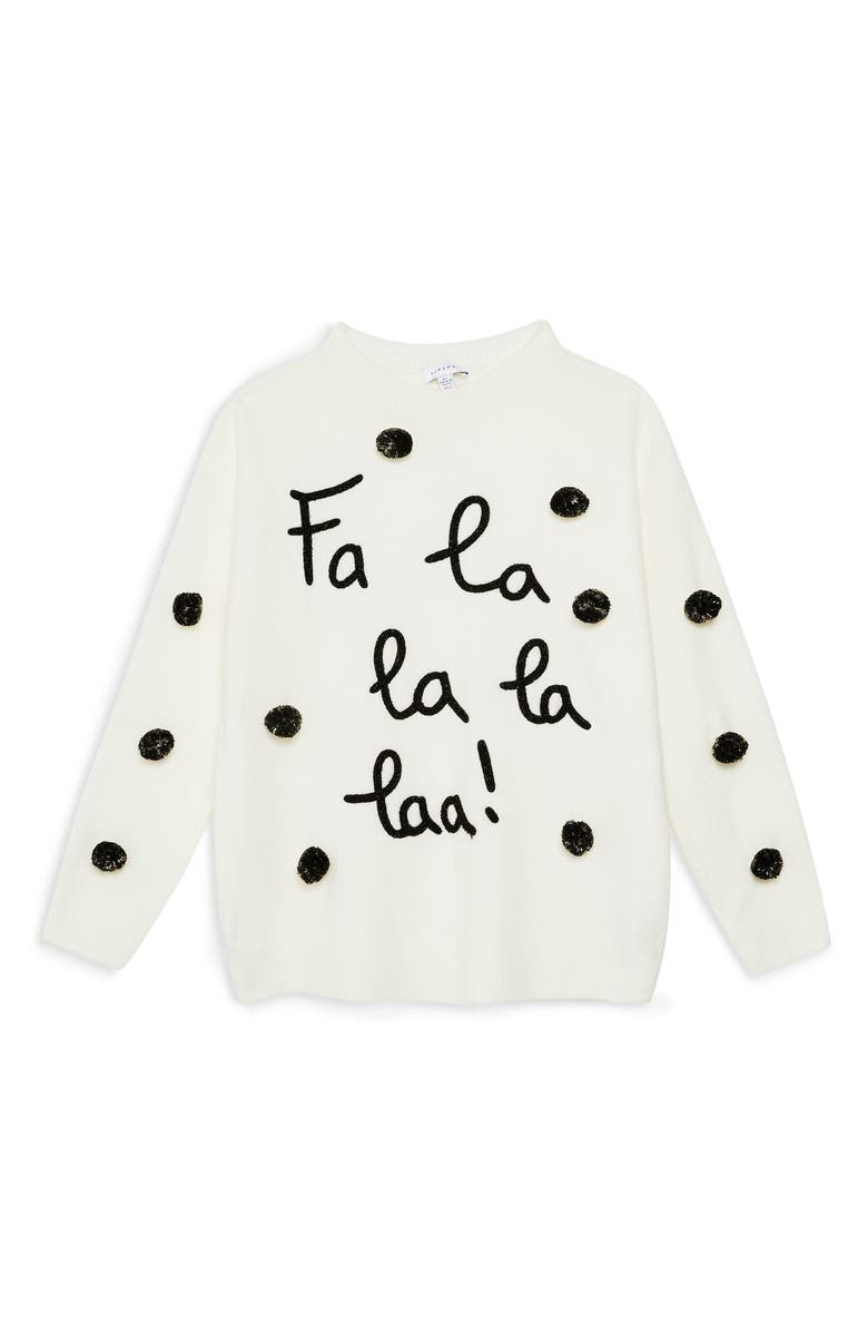 Topshop Fa La La La Sweater, Alternate, color, 
