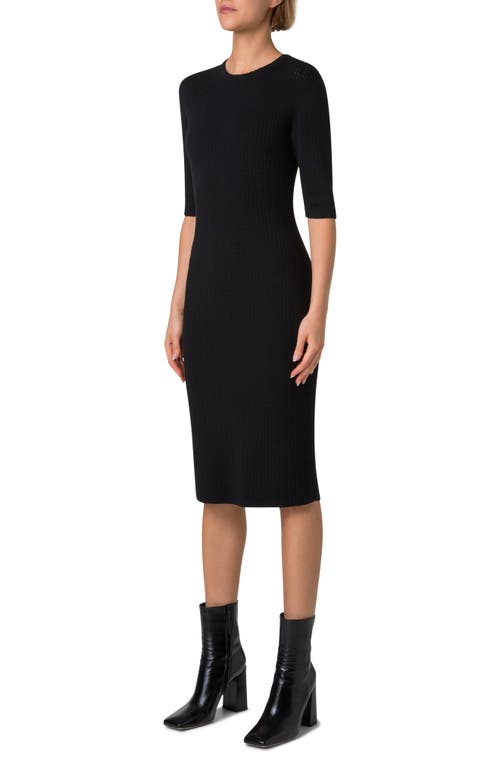 Shop Akris Mixed Stitch Silk & Cotton Blend Sweater Dress In Black