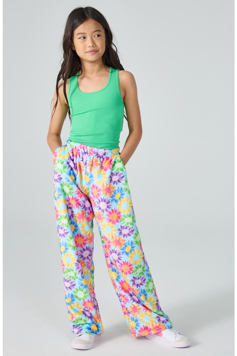 Kids' Sunflowers Plush Pants, Alternate, color, RAINBOW MULTI