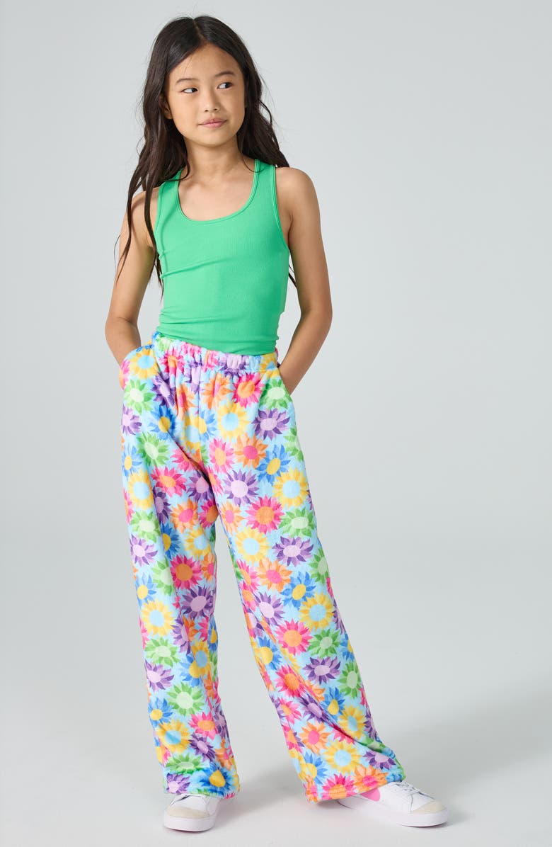 Iscream Kids' Sunflowers Plush Pants, Alternate, color, Rainbow Multi