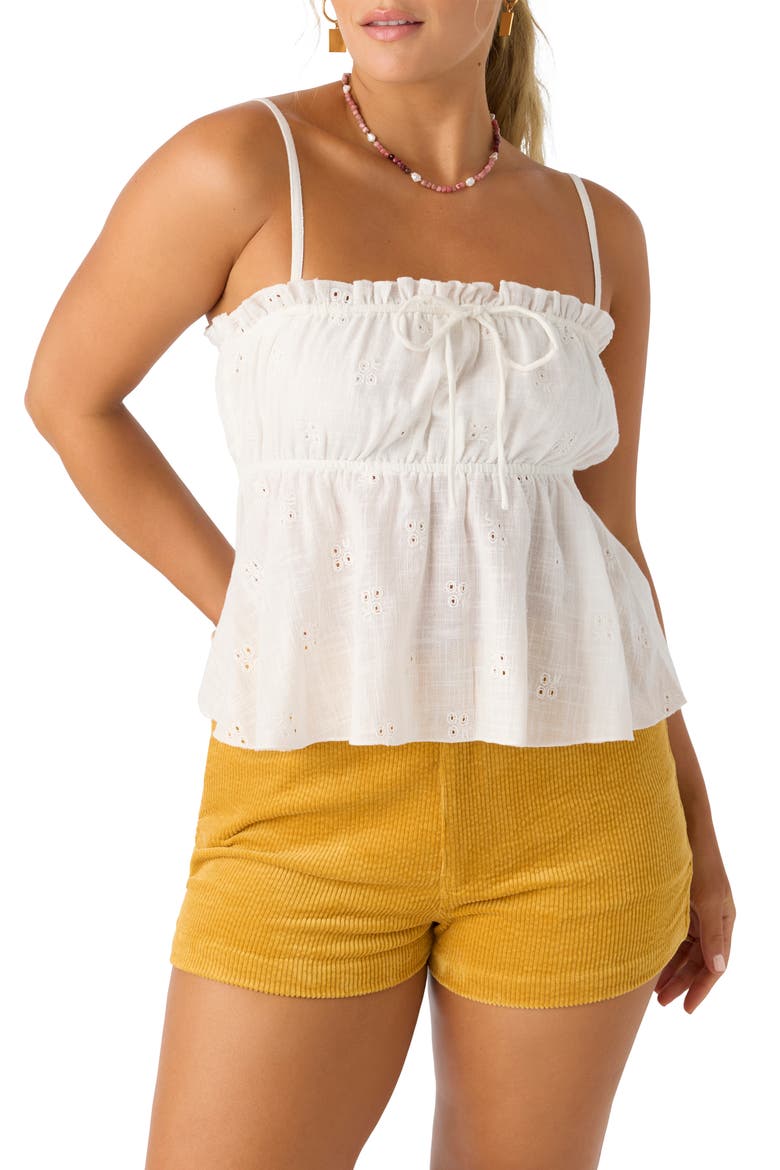 Alexia Eyelet Cotton Babydoll Camisole, Main, color, WHITE