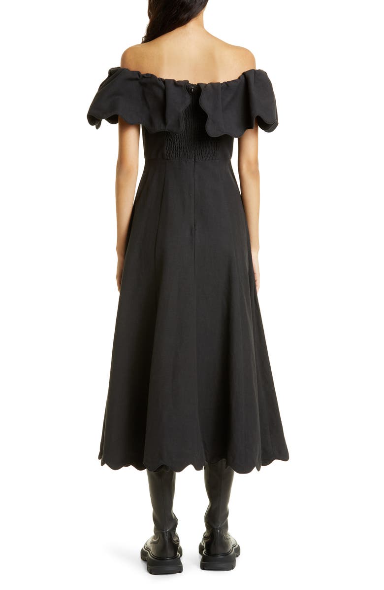 Sea Leona Off the Shoulder Scallop Dress, Alternate, color,