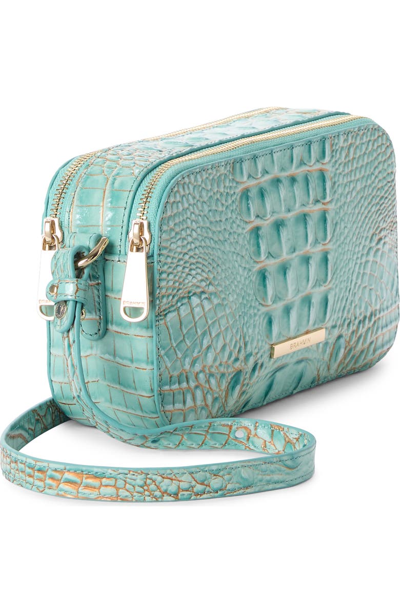 Brahmin Danica Croc Embossed Leather Crossbody Bag, Alternate, color, Waterfall
