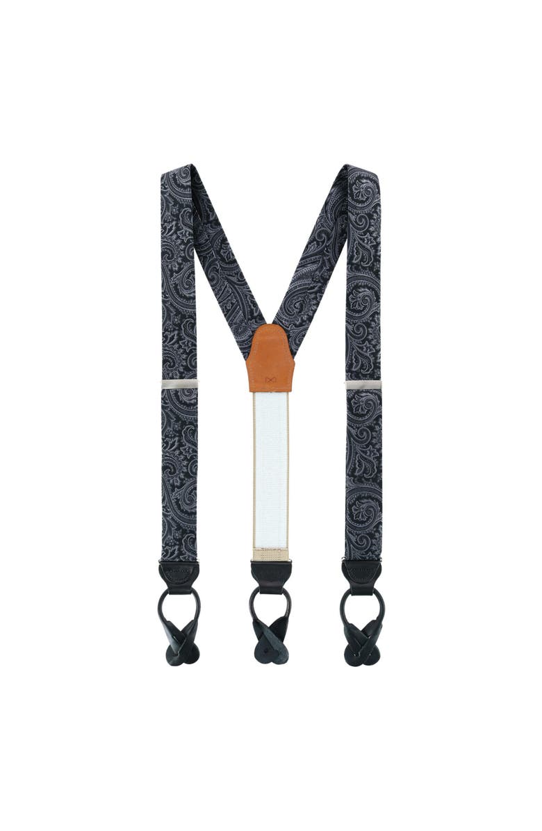 Trafalgar Sobee Paisley Brace Necktie & Pocket Square, Alternate, color, Black