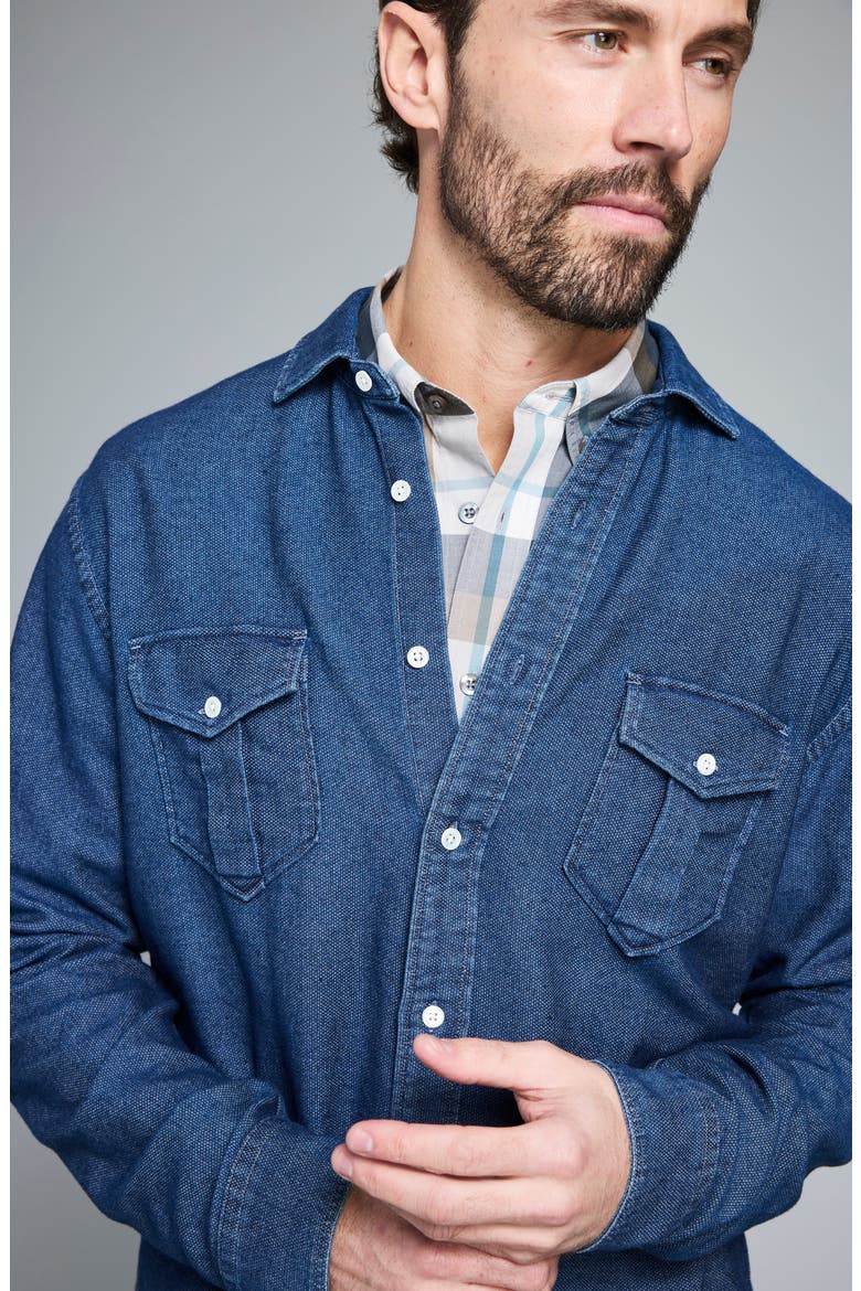 Scout Cotton Button-Up Shirt, Alternate, color, CARBON BLUE