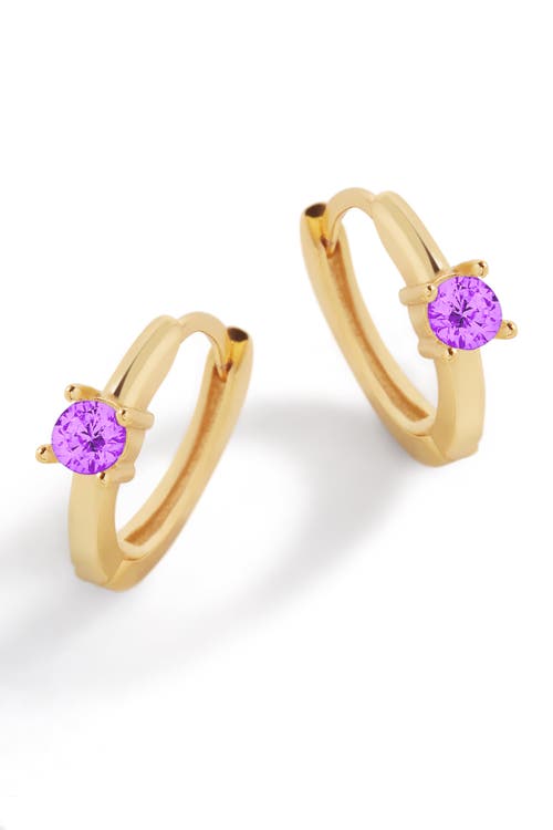 Mint & Lily Single Stone Birthstone Huggie Hoop Earrings In Purple