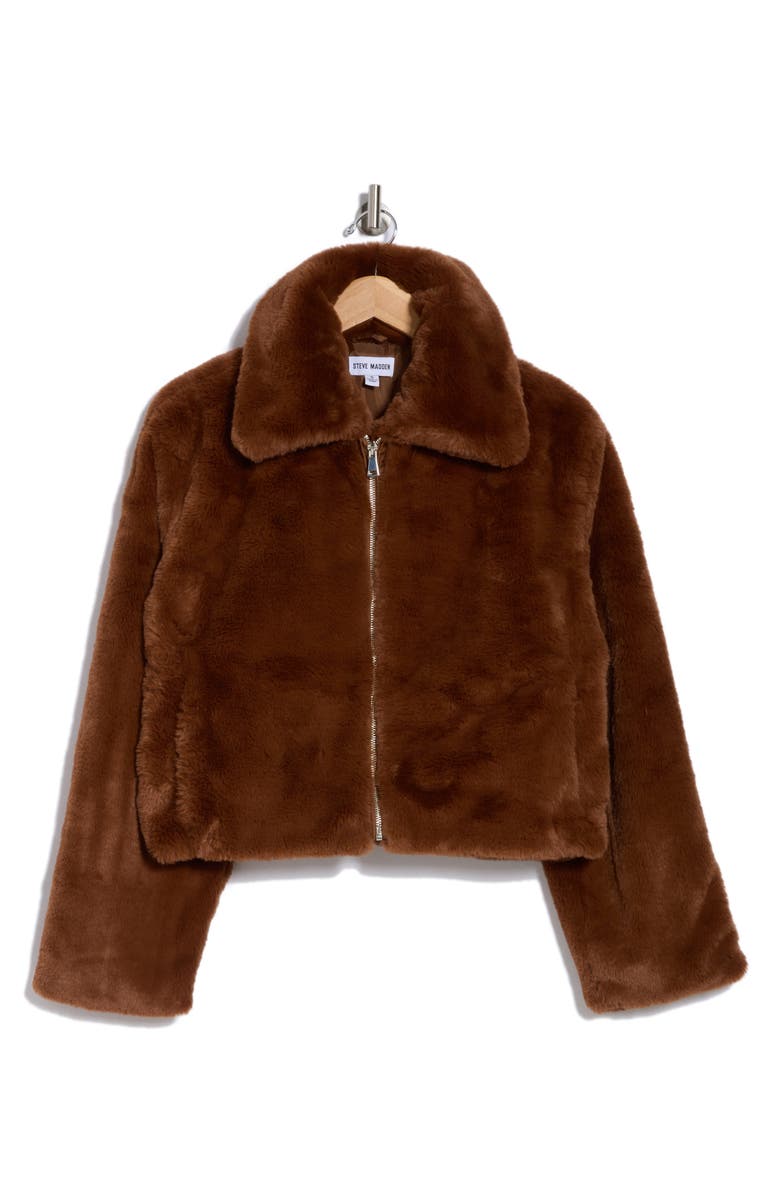 Steve Madden Faux Fur Crop Coat, Alternate, color, 