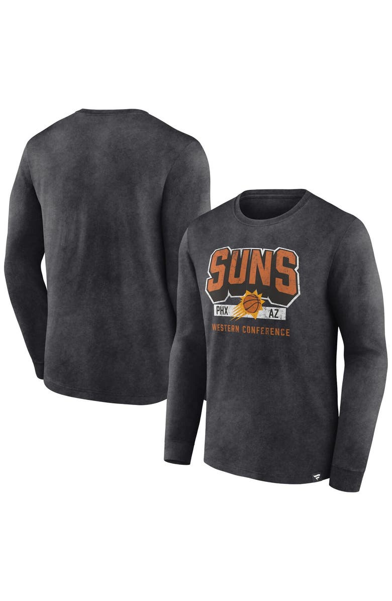 FANATICS Men's Fanatics Branded Heather Charcoal Phoenix Suns Front Court Press Snow Wash Long Sleeve T-Shirt, Alternate, color, Heather Charcoal