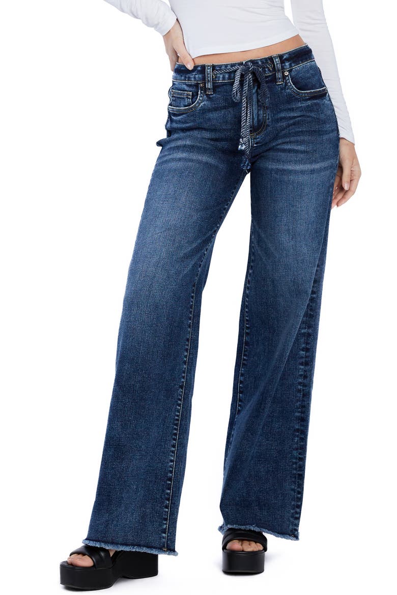 Drawstring Wide Leg Jeans, Main, color, BOHO BLUE