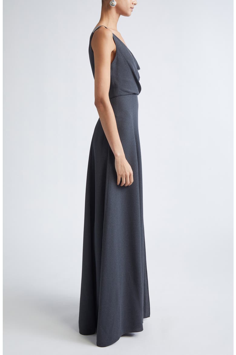Tess Heathered Crepe Gown, Alternate, color, DARK GREY MELANGE