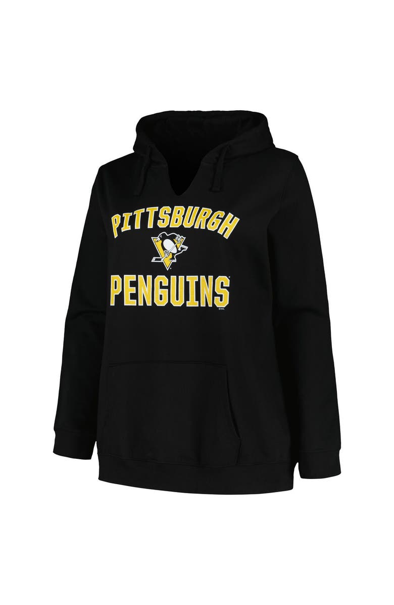 PROFILE Women's Profile Black Pittsburgh Penguins Plus Size Arch Over Logo Pullover Hoodie, Alternate, color, Black