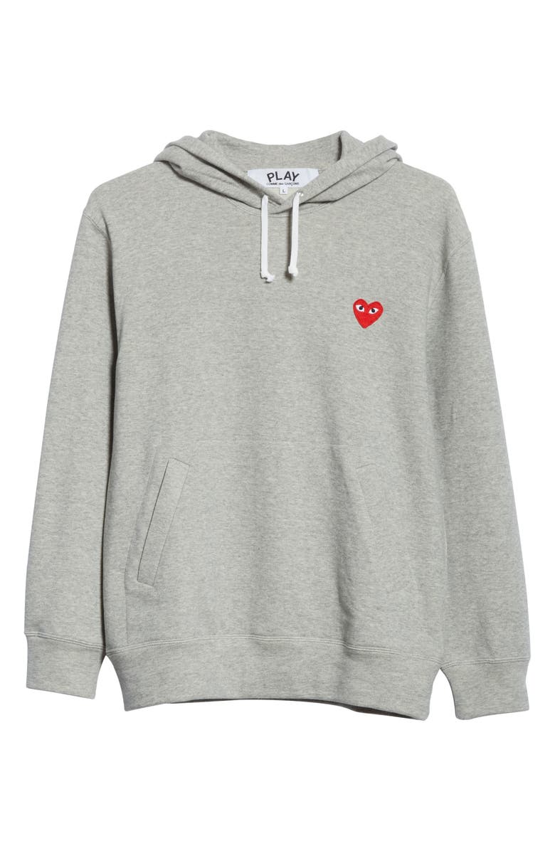 Comme des Garçons PLAY Red Heart Hoodie, Alternate, color, Grey