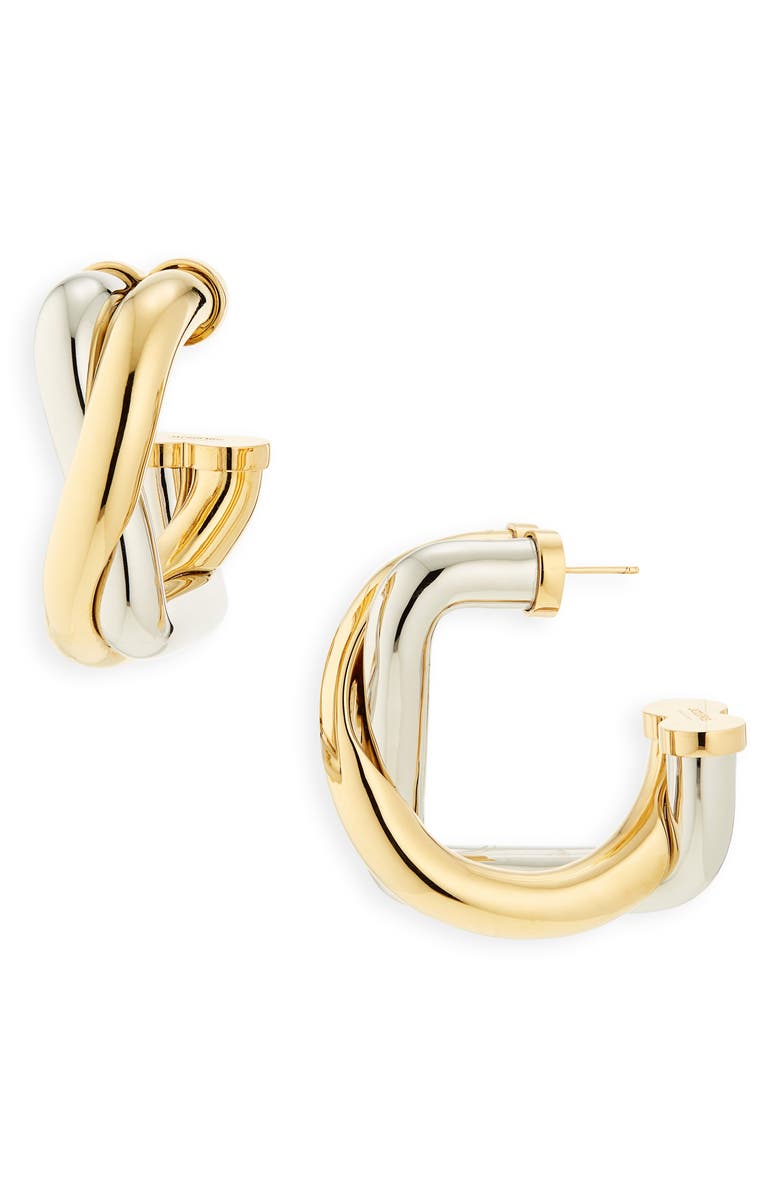 Jacquemus Les Boucles Doppio Hoop Earrings, Main, color, Gold / Silver 276