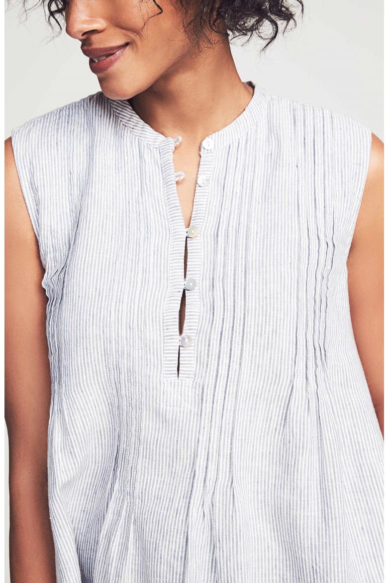 Isha Linen Swing Dress, Alternate, color, BLUE MINI STRIPE