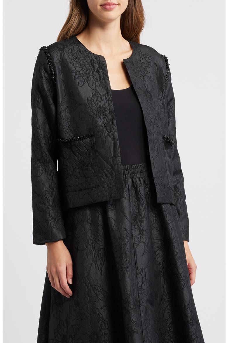 Jonnai Bead Embellished Textured Jacket, Main, color, BLACK