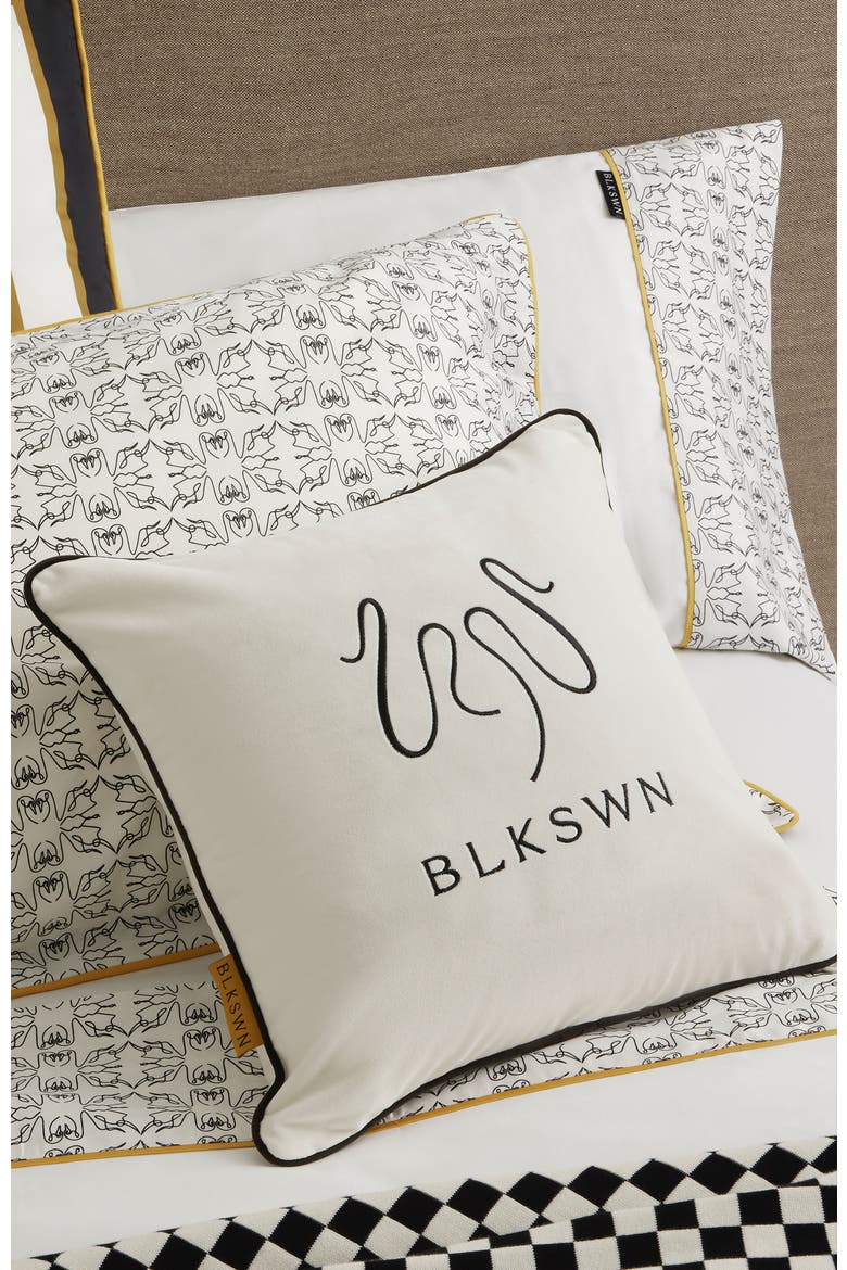 SWN Logo Velvet Decorative Cushion, Alternate, color, White