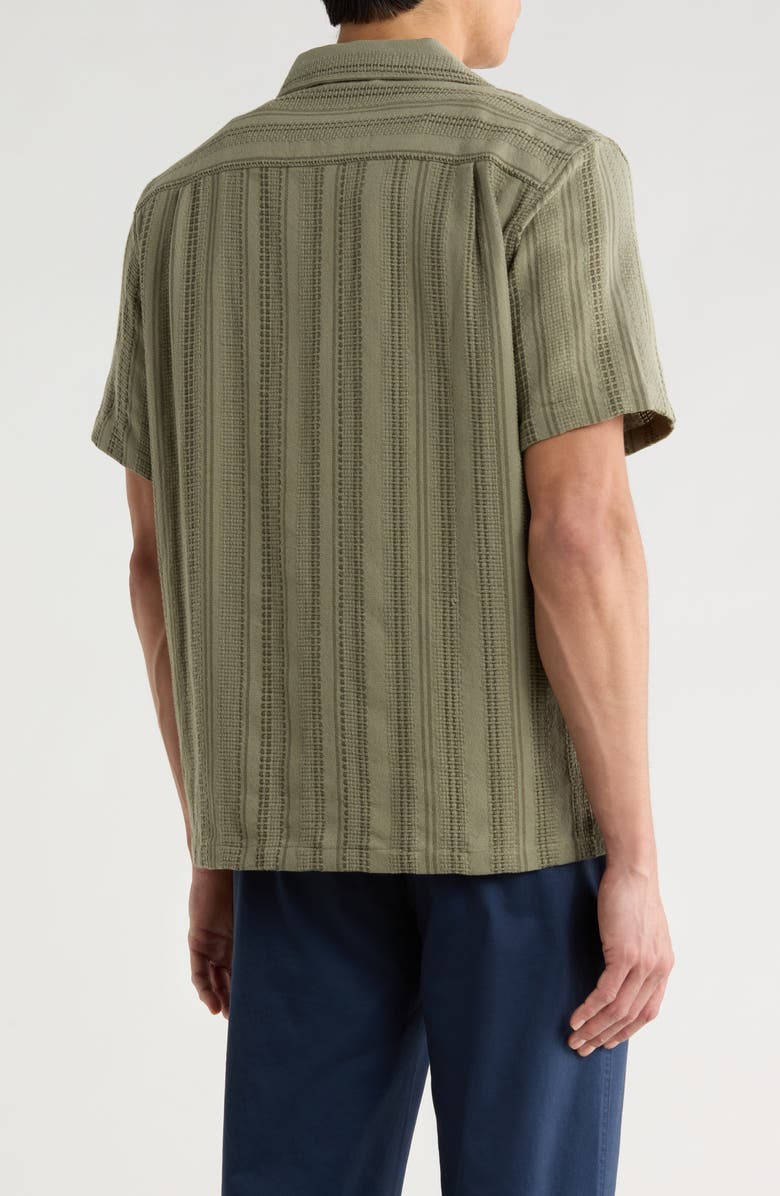 Marine Layer Stripe Cotton Dobby Camp Shirt, Alternate, color, Olive