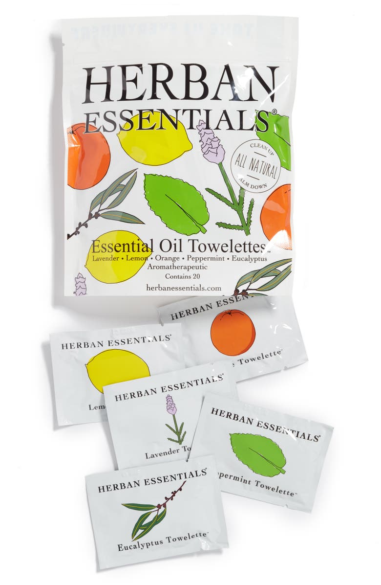 HERBAN ESSENTIALS Assorted Essential Oil Towelettes, Main, color,