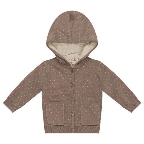 Knitted Hooded Jacket with Patch Pockets
