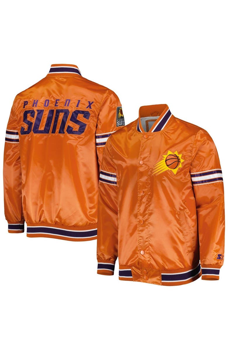 STARTER Men's Starter Orange Phoenix Suns Slider Satin Full-Snap Varsity Jacket, Main, color, 