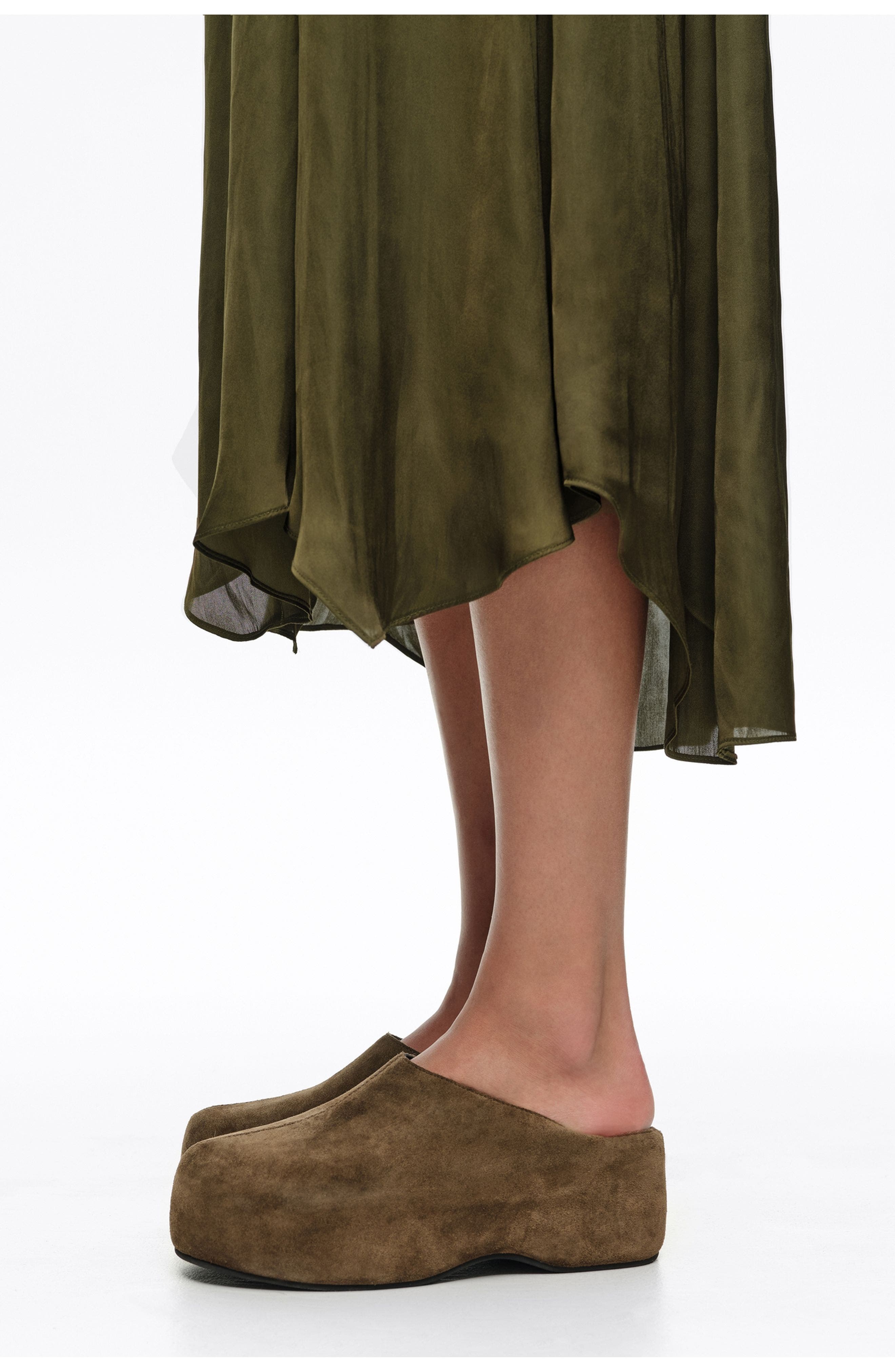 Suede Platform Clog, Alternate, color, OLIVE