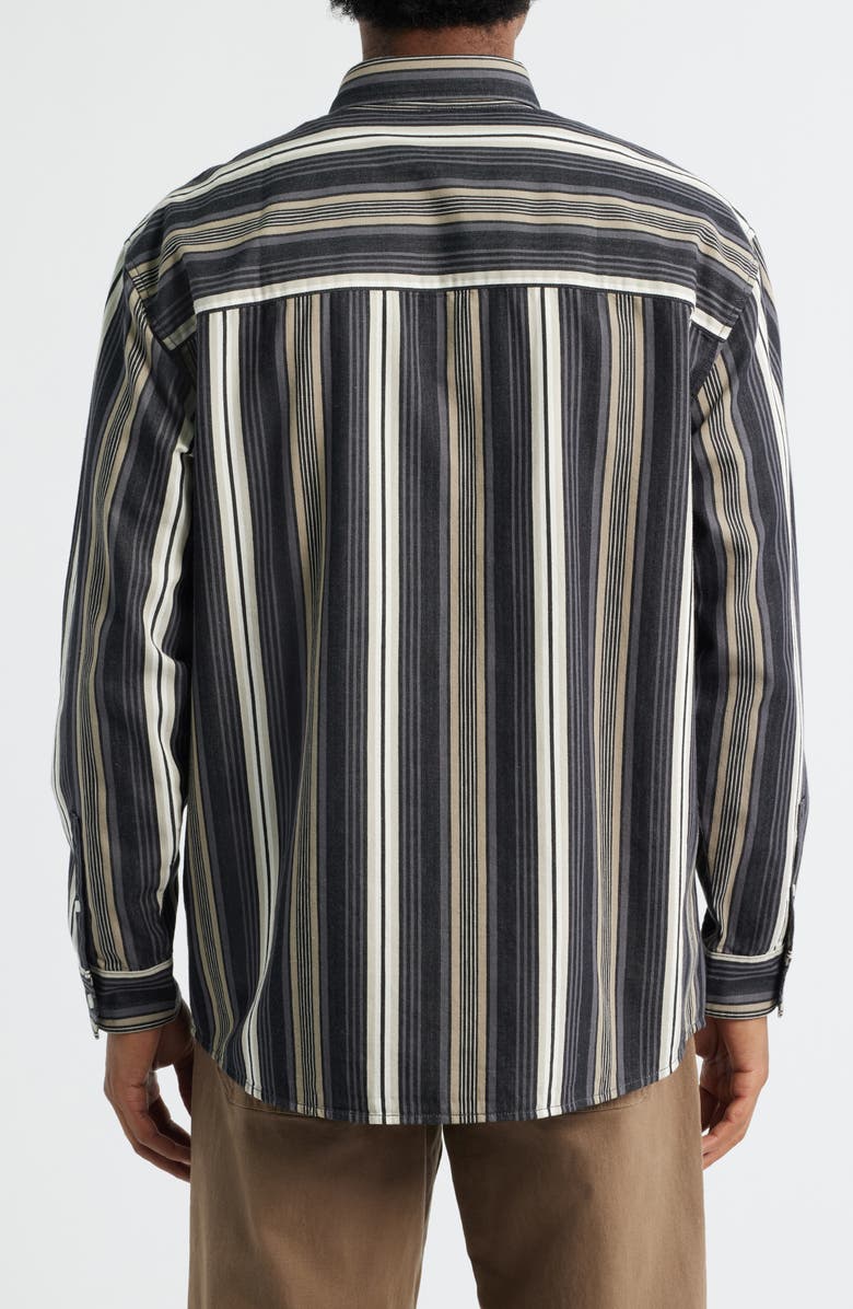 BP. Stripe Cotton Button-Down Shirt, Alternate, color, Black Mixed Stripe