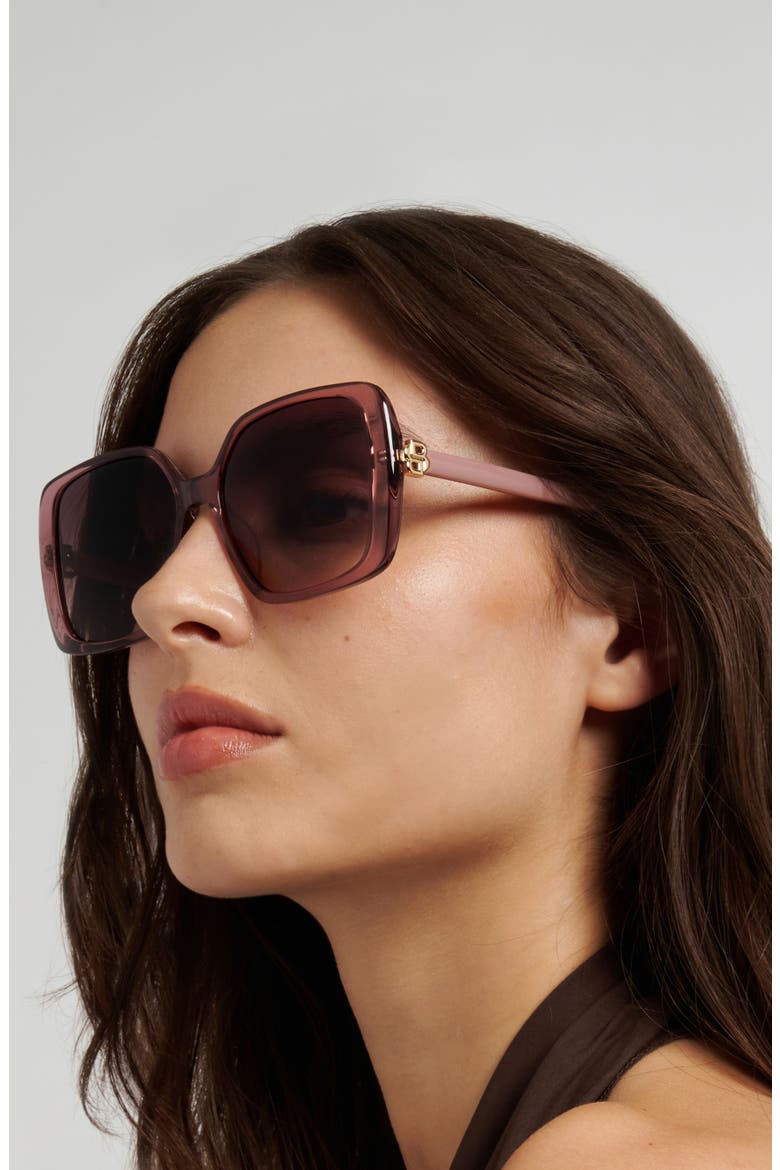 57mm Sunglasses, Alternate, color, BURGUNDY NUDE/ BROWN SF