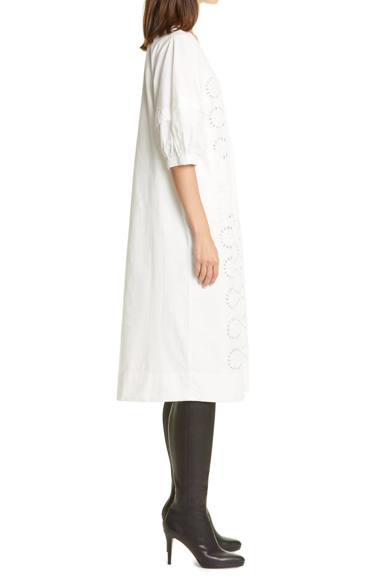 Marina Relaxed Eyelet Midi Dress, Alternate, color, WHITE