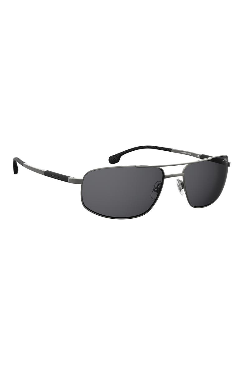8036/S 62mm Polarized Rectangular Aviator Sunglasses, Alternate, color, MATTE DARK RUTHENIUM