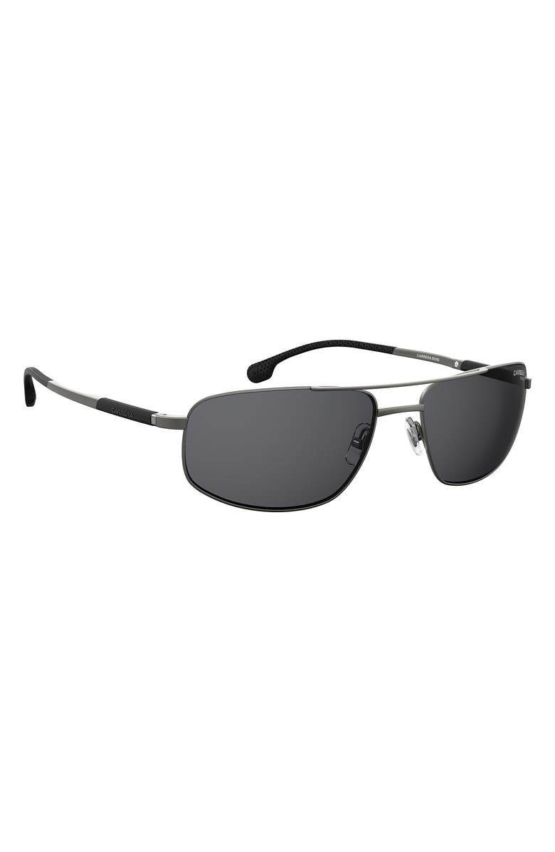 Carrera Eyewear 8036/S 62mm Polarized Rectangular Aviator Sunglasses, Alternate, color, Matte Dark Ruthenium