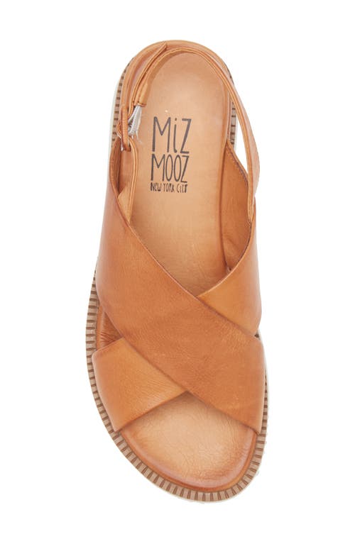 Miz Mooz Ella Leather Wedge Sandal In Brandy