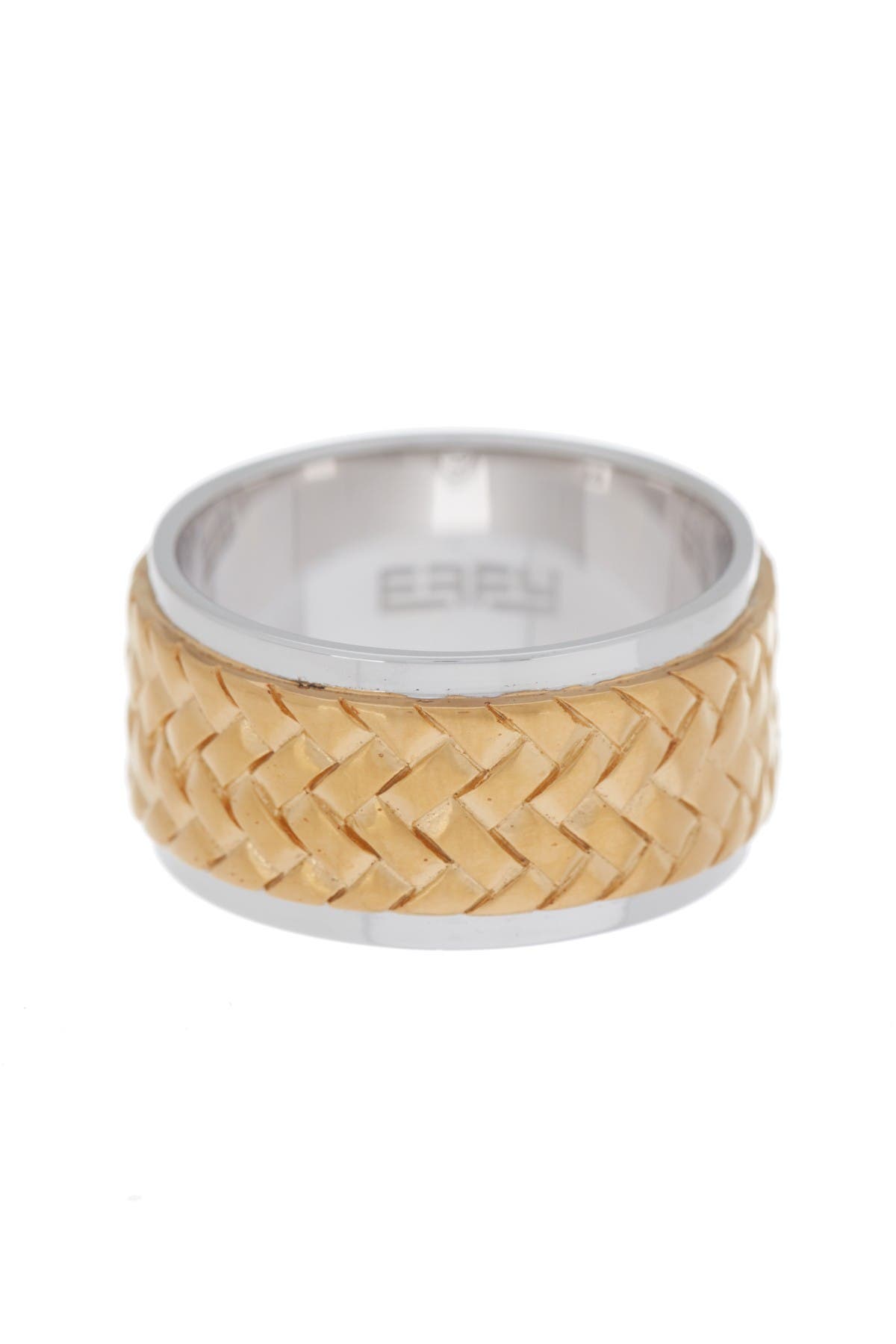 EFFY Sterling Silver & 18K Yellow Gold Woven Design Band Ring - Size 10