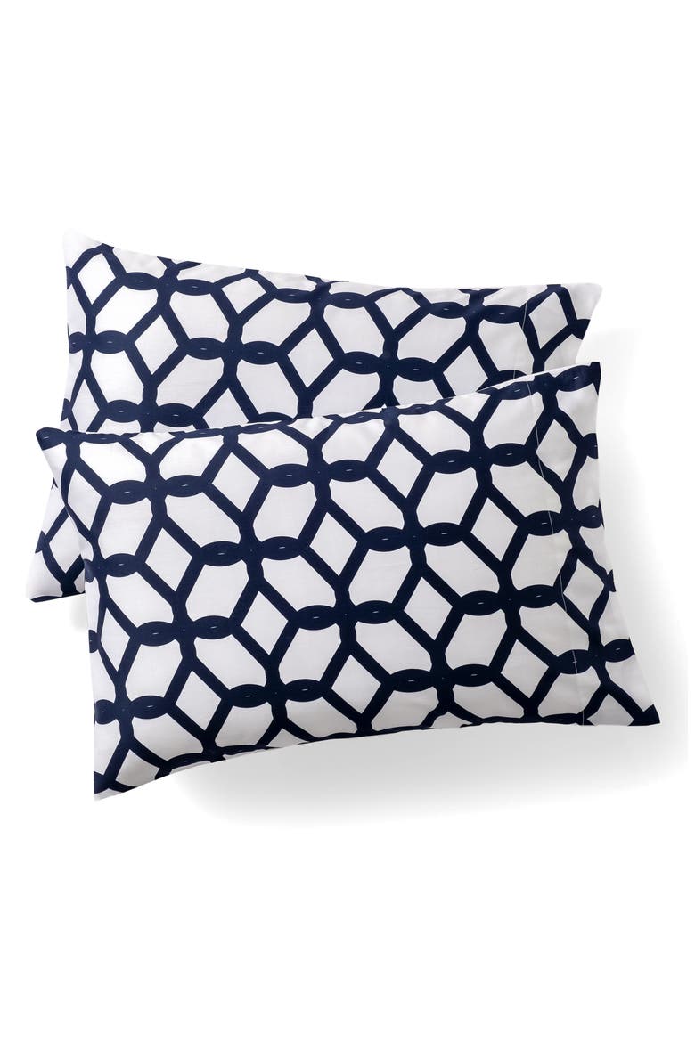 Set of Two Chain Print Pillowcases, Main, color, NAVY