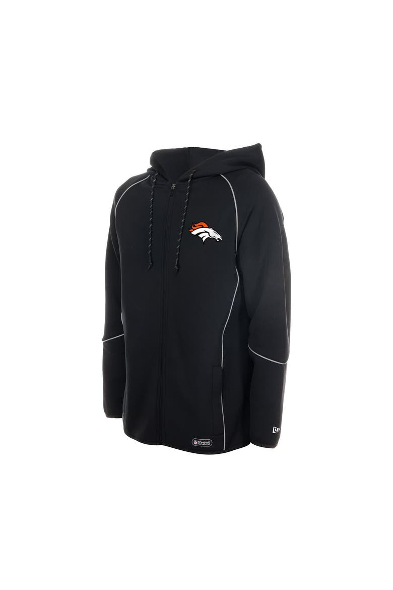 Men's New Era  Black Denver Broncos Combine Authentic Raglan Full-Zip Hoodie, Alternate, color, Black