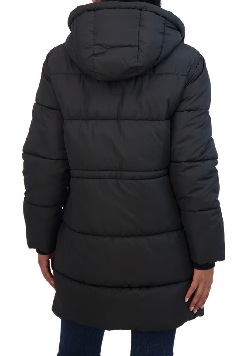 Cozy Faux Fur Lined Hood Puffer Jacket, Alternate, color, BLACK
