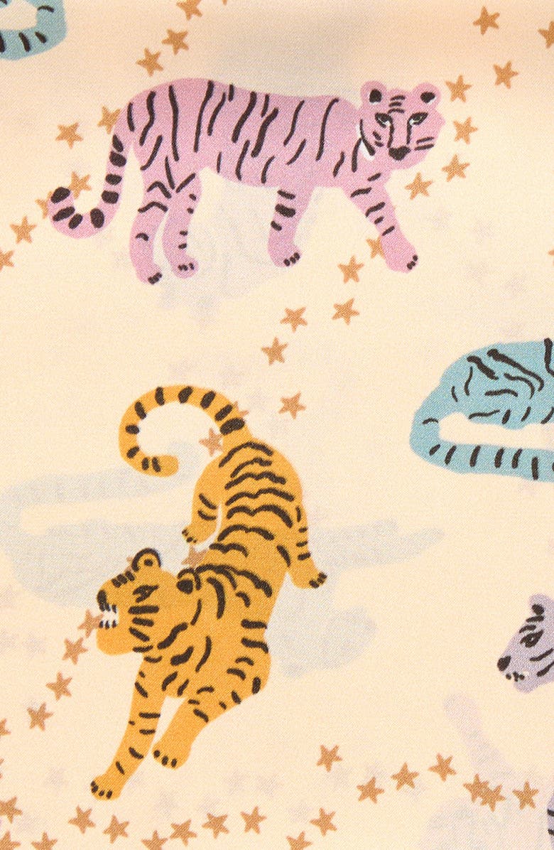 Lost Pattern Neon Tigers Silk Pocket Square, Alternate, color, Blue