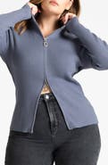 ELOQUII Rib Zip Sweater