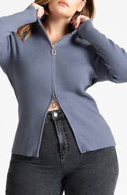 ELOQUII Rib Zip Sweater