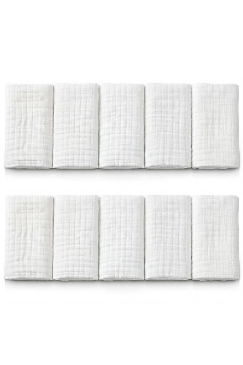 Muslin Burp Cloths, Main, color, White