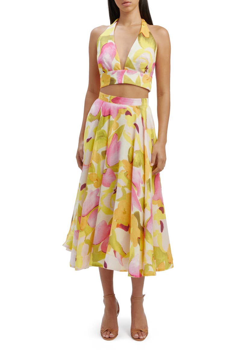 Nicolette Floral Halter Crop Top, Alternate, color, WALL FLORAL
