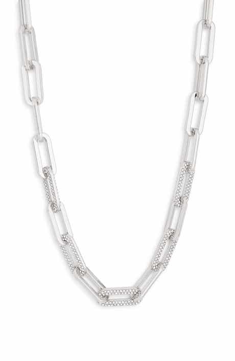 NORDSTROM RACK Pavé Crystal Paper Clip Chain Necklace