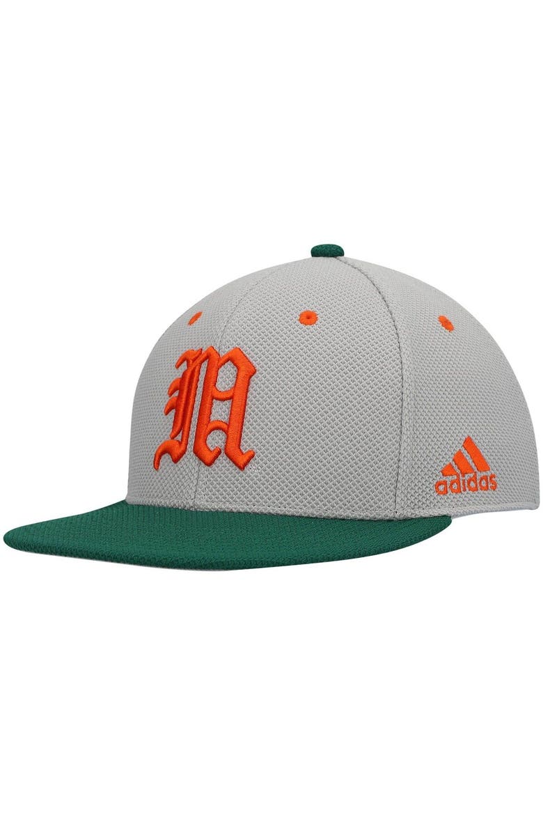 Men's adidas Gray Miami Hurricanes On-Field Baseball Fitted Hat, Main, color, Gray