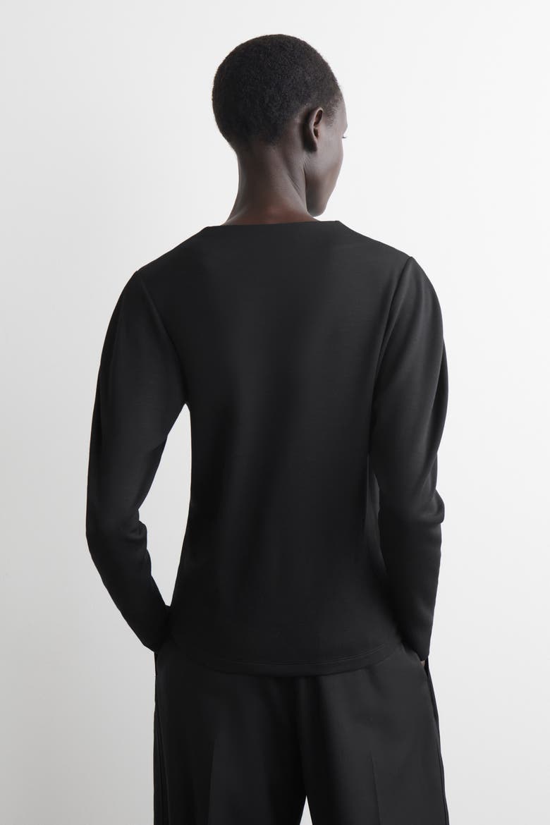 Rounded-Sleeve Top, Alternate, color, BLACK